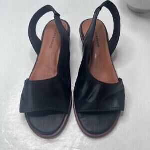 Lucky Brand Rimma D'Orsay Leather Block Heel Sandal Black Women's 7M